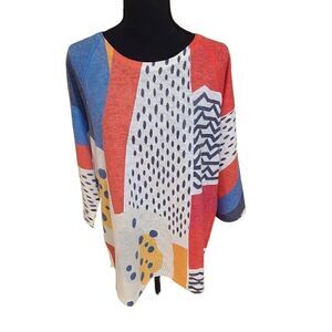Atelier 5 Womens Colorful Lightweight Knit Pullover Top Small